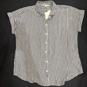 NWT!  Beachlunchlounge blue/white striped button-down, Large, $58